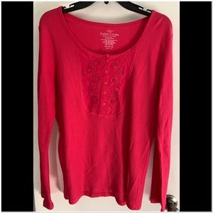 Like new Faded Glory Long sleeves Top, Size 12-14 (L), pink color